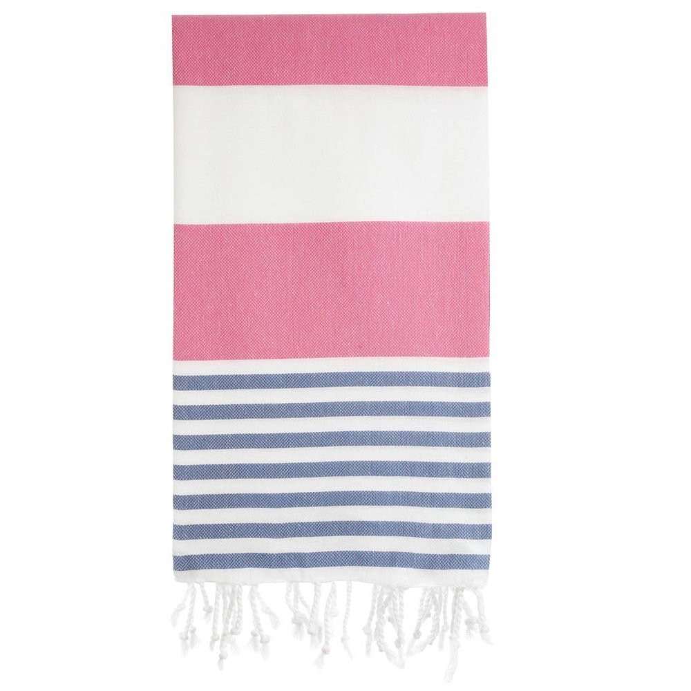 4 Pink Blue Striped 100% Turkish Cotton Beach Bath Towels  Citizens of the Beach